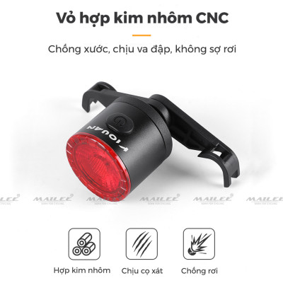 Đèn Đuôi Xe Đạp Thông Minh HJ-078 Chống Nước Cảm Biến Phanh Đi Đêm, sạc Type-C dung lượng 250mAh - Mai Lee