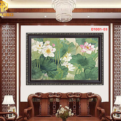 Tranh kính cường lực  Hoa Sen sang trọng D1001