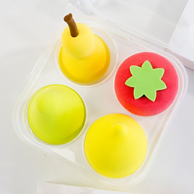 Bộ 4 bông phấn trang điểm hình quả trứng lớn , dụng cụ trang điểm hình quả dâu tây, chanh, lê đẹp và cute