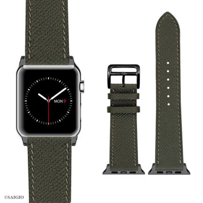 Dây Đồng Hồ Apple Watch 41mm 40mm 38mm, Chất Liệu Da Bê EPSOM Thảo Mộc Cao Cấp, Nhập Khẩu Từ Châu Âu, Dây Đeo Phong Cách Hiện Đại và Sang Trọng, Tương Thích Các Phiên Bản Series 10/9/8/7/6/5/4/3/2/1/SE/SE2