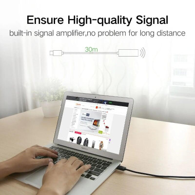 Ugreen UG10326US121TK 30M màu Đen Cáp tín hiệu nối dài USB 2.0 có chip khuếch đại cao cấp - HÀNG CHÍNH HÃNG