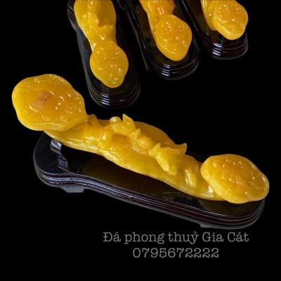 Gậy như ý đá ngọc hoàng long 40cm phong thuỷ