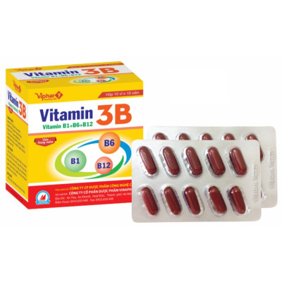 ￼Vitamin 3B B1-B6-B12 (hộp 100 viên Nang mềm ) Vinaphar - Dự phòng tình trạng thiếu hụt Vitamin nhóm B