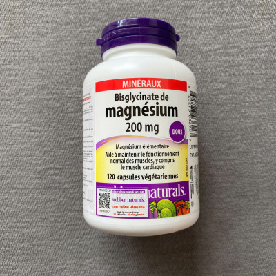 [Webber Naturals] Viên Uống Bổ Sung Magnesium Bisglycinate 200mg - 120 Viên - Hàng Công Ty
