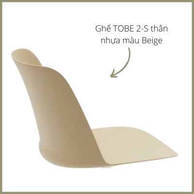 Ghế làm việc tại nhà chân vòng sắt sơn tĩnh điện nhập khẩu Ghế thân nhựa PP phủ Fiberglass cao cấp màu be Dinning Chairs TOBE 2-S