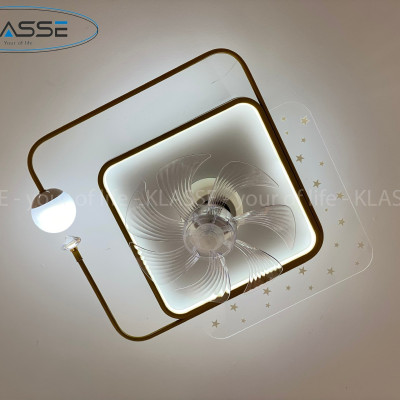 Quạt Đèn Ốp Trần Xoay 360 độ, có điều khiển từ xa, đèn 3 chế độ màu