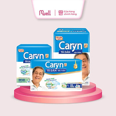 Tã dán người lớn Caryn bỉm dán gói L10 L20 M10 XL10 XL20 Lõi bông cao cấp thấm hút mỏng nhẹ, cho bề mặt luôn khô thoáng
