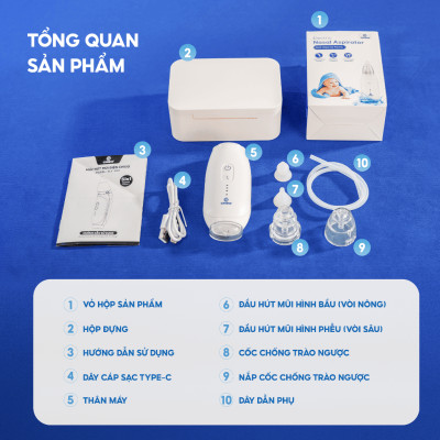 Máy Hút Mũi Cho bé Chido 3 Đầu Chido ZLY-018 3 tốc độ Hút Cho Bé 5 tuổi