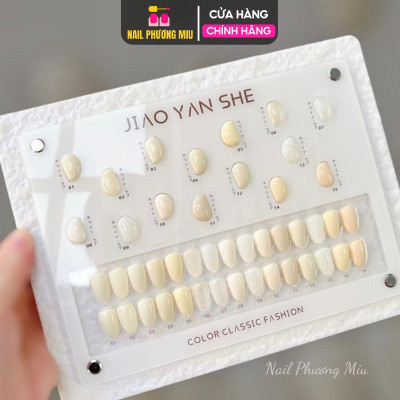 Set Sơn Gel Jiao Yan She Trắng Kem 15 Màu Làm Nail, Sơn Gel Trắng Nước Gạo, Sữa Chua, Thạch Đục Bền Màu, Tặng Bảng Màu Mica Cao Cấp Nữ Women
