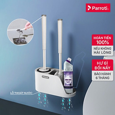 Cọ bồn cầu silicon, cọ toilet nhà vệ sinh 2 trong 1, có thể treo tường và cây gắp tóc Parroti Silicon SL02