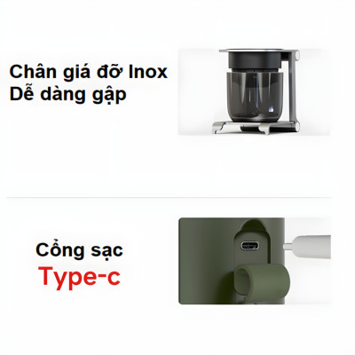 Máy pha cà phê cầm tay chuyên nghiệp Espresso 3 trong 1, dùng pin có thể pha cả nóng và lạnh HiBREW H4C - Hàng Chính Hãng