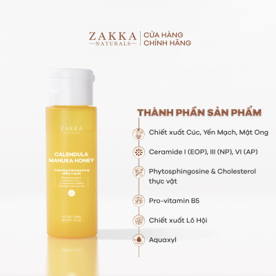 Sữa Dưỡng Không Dầu Dịu Da & Phục Hồi Độ Ẩm Zakka Naturals Calendula Milky Liquid 30ml