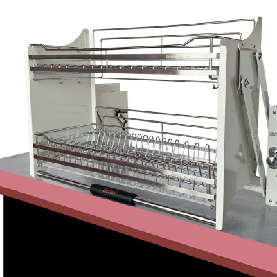 {Hàng chính hãng} Giá bát đĩa di động nâng hạ Gerari chính hãng, chất liệu Inox bóng cao cấp