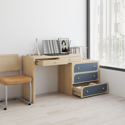 [Happy Home Furniture] BANA, Bàn trang điểm 5 ngăn kéo, 148cm x 45cm x75cm ( DxRxC), BAN_070