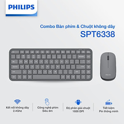 Combo Bàn phím và Chuột không dây Philips SPT6338 - Hàng chính hãng
