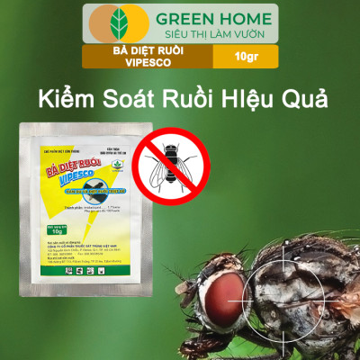 Bả Diệt Ruồi Vipesco, GreenHome, Gói 10gr, Chính Hãng, Hiệu Quả Cực Nhanh, Dẫn Dụ và Diệt Ruồi Triệt Để