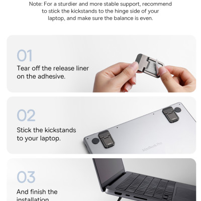 Giá đỡ, Chân đế đa năng nhỏ gọn cho Laptop/Mac-book Ba-se-us Slim Laptop Kickstand (Kim loại cao cấp, Xếp Gọn, Bộ 2 pcs) - Hàng chính hãng