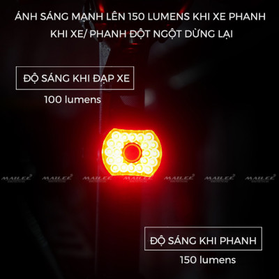Đèn Đuôi Xe Đạp Thông Minh Cảm Biến Phanh LD-09, 22 bóng LED, tự động tắt khi di chuyển, thời lượng pin lên đến 35h - Mai Lee