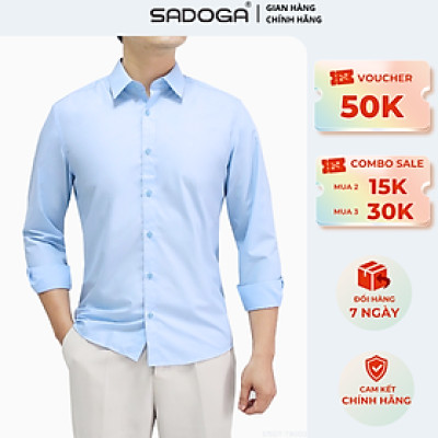 Áo Sơ Mi Sadoga Mềm Mại, Chất Liệu Thoáng Khí, Siêu Mát, Áo Sơ Mi Dài Tay T9003