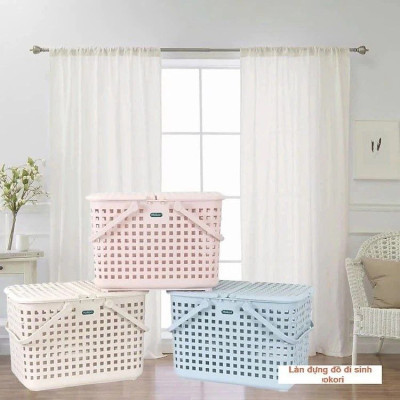 Giỏ đựng đồ sơ sinh làn nhựa đựng đồ cho mẹ đi sinh có nắp phong cách bắc âu MH(2608)