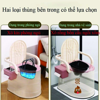 Bô Vệ Sinh, Bô Di Động Cho Người Già, Người Bệnh, Bà Bầu Siêu Chắc Chắc - Bồn Cầu Nhựa Di Động Đa Năng 2 chức năng