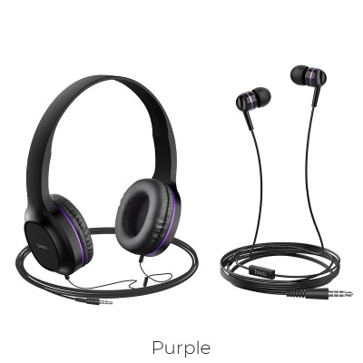 Set/ Combo/ Bộ 2 tai nghe - Hoco W24 - Tai nghe chụp tai/ Monitor Headphones và Tai nghe nhét tai/ Earphones - Jack 3.5mm, Loa ngoài 40mm, Mic đàm thoại, Dây dài 1.2m, Mút đệm chống ồn và chống đau tai - Màu ngẫu nhiên - Hàng chính hãng