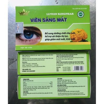 Viên sáng mắt - Lutein Kingphar , hộp 30v, tăng cường thị lực