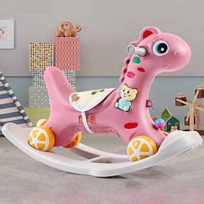 Ngựa bập bênh kết hợp xe chòi chân có nhạc cho bé 