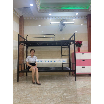 Giường sắt tầng trụ vuông - kích thước 1mx1m - hình chụp thật - Nội Thất Bảo An