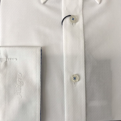 Áo sơ mi nam dài tay ALIGRO 100% chất cotton cổ bẻ dáng ôm body, màu trắng phối cổ ALGS189