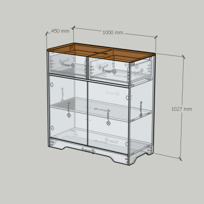 HAPPY FURNITURE , Tủ lưu trữ 2 ngăn kéo 2 cửa mở - SAFA , TLT_068 , 100cm x 45cm x 103cm DxRxC