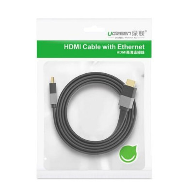 Ugreen UG30108HD120TK 1M màu Đen Cáp tín hiệu HDMI vỏ nhựa PVC cao cấp cáp dẹt - HÀNG CHÍNH HÃNG