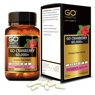 GO CRANBERRY 60,000+ 30 viên - Viên uống viêm đường tiết niệu nhập khẩu chính hãng GO Healthy New Zealand