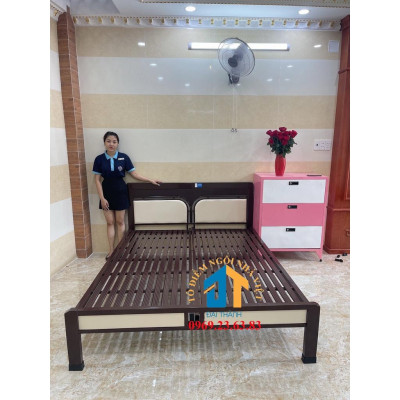 Giường sắt 1m6 kiểu gỗ