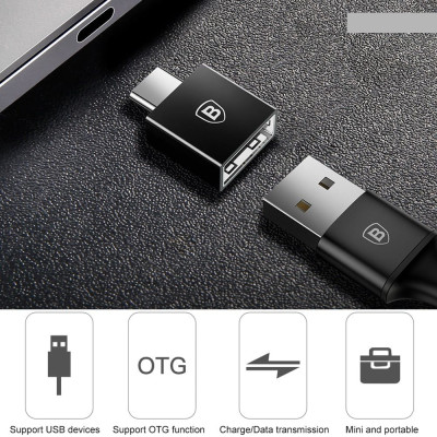 Đầu chuyển OTG USB Type C sang USB Full size Baseus (TYPE C Male to USB Female Cable Adapter Converter)( HÀNG CHÍNH HÃNG)
