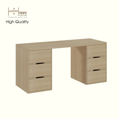 HAPPY FURNITURE ,Bàn làm việc 6 ngăn kéo - LAYLA , BAN_164 , 160cm x 59cm x 75cm DxRxC