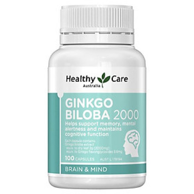 Viên bổ não (100v) tăng tuần hoàn máu não, trí nhớ cho bé từ 12 tuổi và người già Healthy Care Ginkgo Biloba 2000mg