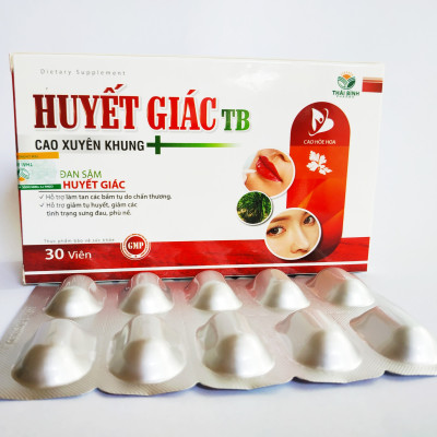 HUYẾT GIÁC TB (LONG HUYẾT PH) – TAN VẾT BẦM TÍM – MAU LÀNH VẾT THƯƠNG – TAN HUYẾT - HỘP 30 VIÊN 