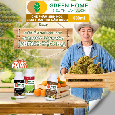 Chế Phẩm Sinh Học Bacte Bios Thán Thư Nấm Hồng, Green Home, Chai 500ml, Từ Thảo Mộc, Hiệu Lực Nhanh Mạnh