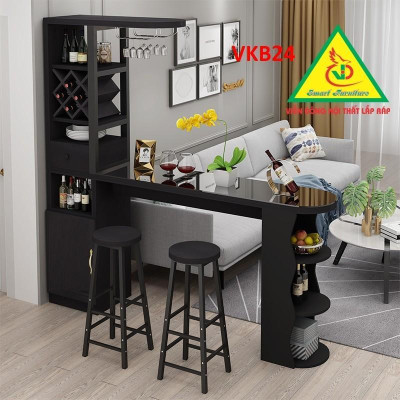 Quầy bar mini, quầy bar nhà bếp kết hợp tủ rượu VKB24 ( không kèm ghế) - Nội thất lắp ráp Viendong Adv