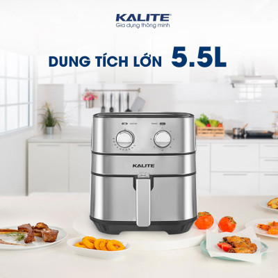 Nồi Chiên Không Dầu KALITE Q5 Vỏ Chống Gỉ Inox Dung Tích 5.5 Lít Công Suất 1700 W - Hàng Chính Hãng
