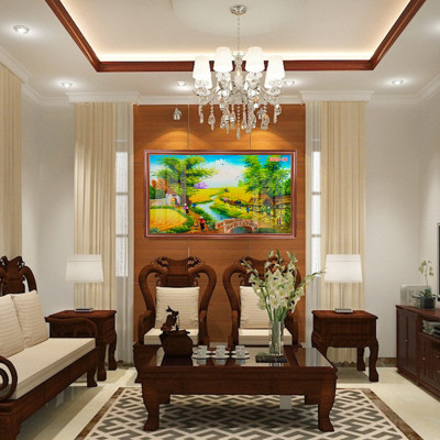 D801 01 Tranh kính làng quê Việt Nam ( được chọn mẫu)