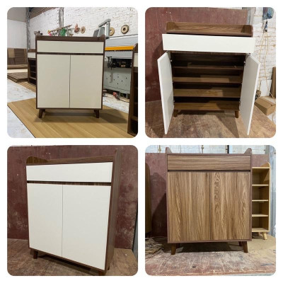 tủ giày dép gỗ công nghiệp 80x104x30 - mẫu 2 cánh, 1 ngăn kéo - chân gỗ sồi