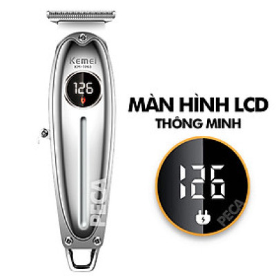 Tông đơ chấn viền cao cấp Kemei KM-1948 lưỡi sắc bén màn hình LCD hiển thị sạc USB tiện lợi dùng khắc tóc, cạo đầu, cạo viền, tattoo fade tóc