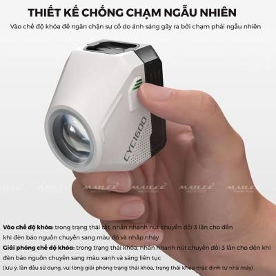 Đèn Xe Đạp Trước CYC 1600 Lumens Chống Chói Có kèm Remote và Giá đỡ, thời gian sử dụng lên đến 11h (tùy chế độ) Đi Đêm Địa Hình Có pha/cos - Mai Lee
