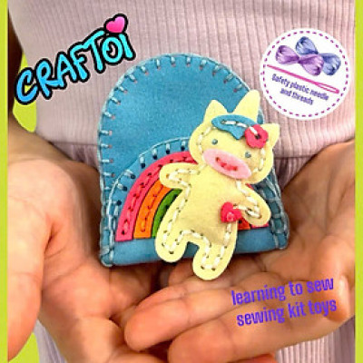 KIM NHỰA Bộ Thủ Công Trẻ Tự Làm Thú Bông 5+ UNICORN SWEET CORN Craftoi Felt DIY Sewing toy with safety needle