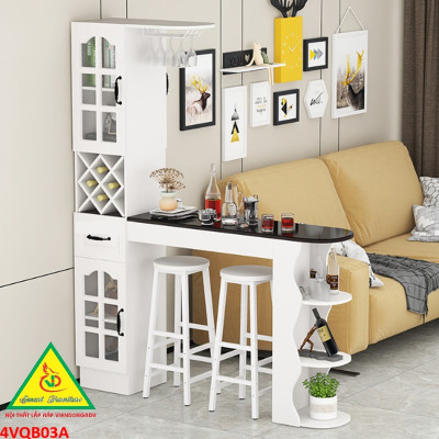 Quầy bar mini, quầy bar kiêm vách ngăn phòng khách nhà bếp 4VQB03 ( Không kèm ghế )- NỘI THẤT LẮP RÁP VIENDONGADV