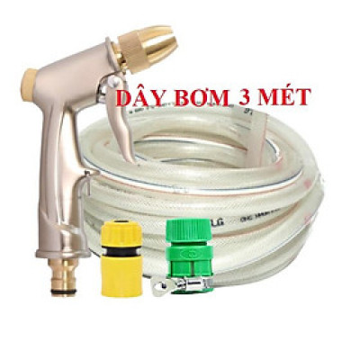 ️ Bộ dây vòi xịt nước rửa xe, tưới cây , tăng áp 3 lần, loại 3m, 5m 206701-1Sđầu đồng, cút