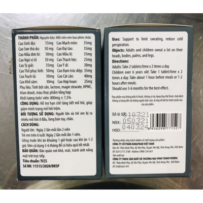 Viên uống Mohoi Kingphar, hộp 60v, hỗ trợ giảm tăng tiết mồ hôi