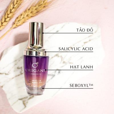 Tinh chất Cân Bằng Dầu Origani Dermassure Clear & Calm - Origani Dermassure Clear & Calm Flaxy Balance Serum - Có Chứng Nhận Hữu Cơ - Xuất Xứ Úc - Dưỡng Da Giúp Cung Cấp Dưỡng Chất Và Độ Ẩm